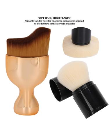 Curved Basic & Retractable Kabuki Blush Brush Set - 2-Part Soft Makeup Tool for Powder Concealer Eyeshadow & Blush | International Shipping Available - Buy Online on GoSupps.com