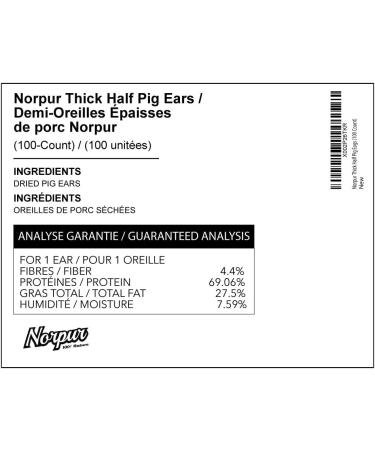 Norpur Thick Half Natural Pig Ears for Dogs 100 Count Bulk Chews for Training Rewards and Treats Natural Grass Fed Meat Small to Medium Puppies - Buy Online on GoSupps.com