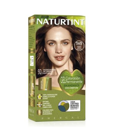 Natureint bio -ase permanent hair color without ammonia 100% gray cover natural ingredients intense color natural and durable 5 WB copper brown 170 ml 5WB.Radiant copper brown 170.03 ml (1 Pack)