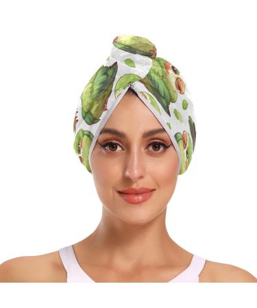 Green Parrot Bird Hair Towel 2 Pack Super Absorbent Hair Drying Towel Quick Dry Hair Turbans Head Towel with Button Twisty Wrap for Women Girls