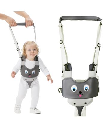 Handheld Baby Walking Harness Kids Walking Learning Helper for Boys Girls Adjustable Baby Walker Safety Harness Assistant Belt for Toddler Infant Child 7-24 Month (Light Grey-Dog)