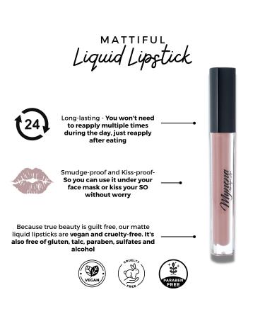 Mynena Rosy Peach Matte Lipstick - Long Lasting, Waterproof, Lightweight | Talc-Free, Mica-Free, Gluten-Free, Paraben-Free - Buy Online on GoSupps.com