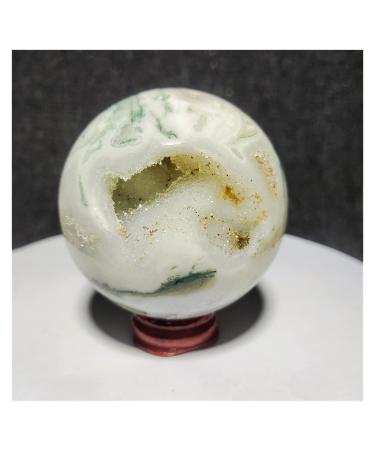 Natural Sphere Natural Crystal Cave Moss Aquatic Agate Ball Quartz Polished Gem Feng Shui Home Decoration 1pc 500-520g