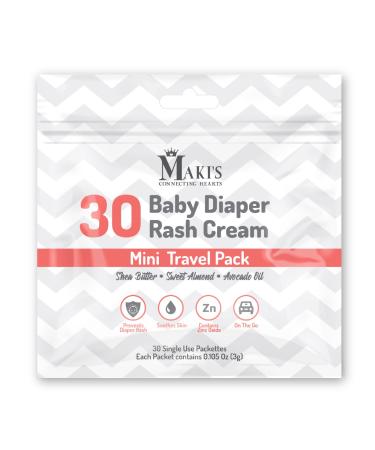 30 x Travel Size Diaper Rash Cream | Individually Wrapped Packets | Travel Size Diaper Cream and Ointment for Treatment & Prevention of Diaper Rash | Safe for Baby's Sensitive & Delicate Skin (Red)