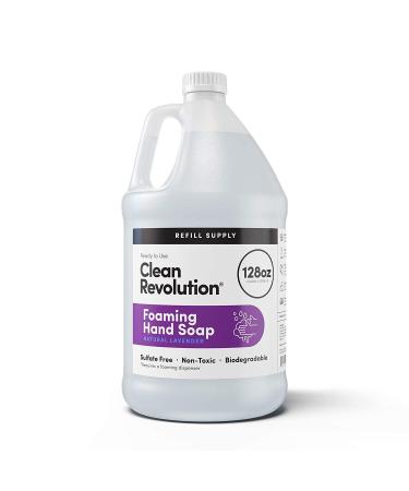 Clean Revolution Foaming Hand Soap Refill Supply Container. Ready to Use Formula. Natural Lavender Fragrance  128 Fl. Oz Natural Lavender 128 Fl Oz (Pack of 1)