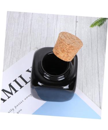PLAFOPE Medicine Cup Liquid Powder Container Cork Jar Wooden Cap Ceramic Lid Clear Dappen Makeup Containers Art Small Travel Pill Container Practical Empty Bottle Nail Bamboo Accessories 7.50X5.50X5.50CM Black - Buy Online on GoSupps.com