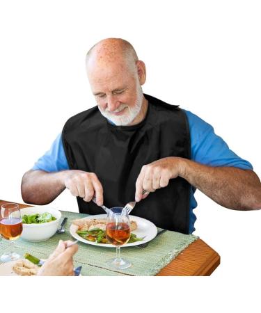 Betty Dain Adult Bib - Waterproof Clothing Protector with Crumb Catcher (Black) - Buy Online on GoSupps.com