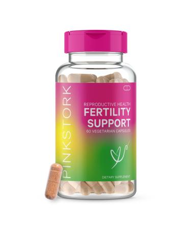 Pink Stork Fertility Support: Fertility Supplements for Women to Support Healthy Cycles, Fertility Prenatal Vitamins + Vitex + Biotin + Ashwagandha + Vitamin C + Folate, Women-Owned, 60 Capsules
