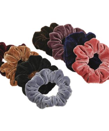 Cuhair (TM) 8PCs women girl big velvet hair scrunch with metal-elastic hair-band-horse-hinge binding accessories scrunchie