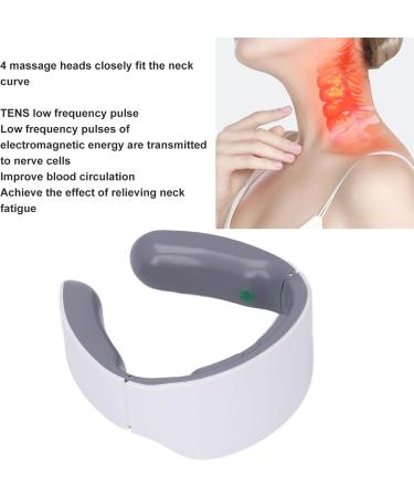 Neck Massage Device | Heated Pulse Massager for Lymphatic Drainage | Adjustable Intelligent Neck Massager for Men & Women - White - Buy Online on GoSupps.com