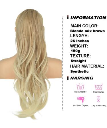 PORSMEER 26 Inch Drawstring Ponytail Extension Brown to Blonde Synthetic Hairpiece - Buy Online on GoSupps.com