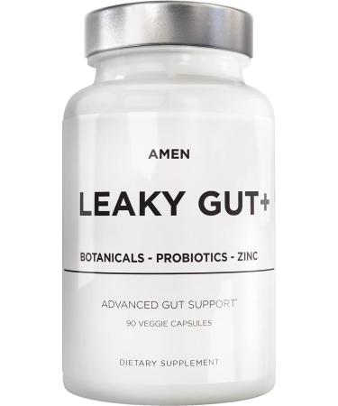 Amen Leaky Gut Supplements - Advanced Formula with Bioavailable L Glutamine, Zinc, Turmeric, Licorice Root - Bowel and Stomach Probiotics & Fermented Prebiotics - Vegan, Non-GMO - 90 Capsules 90 Count (Pack of 1)