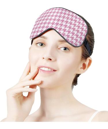 Pink Houndstooth Sleep Mask for Women | Adjustable Eye Shades with Elastic Strap | Perfect for Comfortable Sleep - Buy Online on GoSupps.com