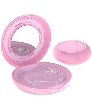 Retainer Case With Adjustable Vents And Mirror - Best Slim Aligner Case For Mouth Guard & Retainer - Creative Design In USA - Compatible With 99% Retainer pink