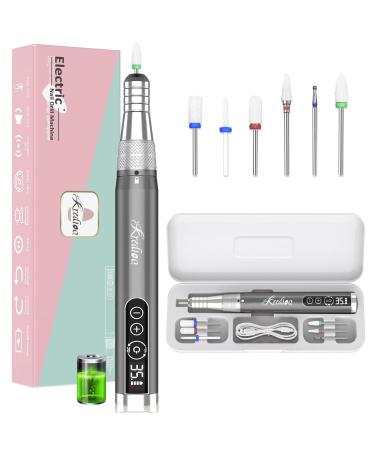 Nail milling mills for gel nails wireless 35000 rpm electrical nail cutter manicure set electrically with ceramic bits for nail skin shellac acrylic gel beginner professional gray