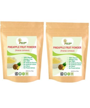 Indus Farms 100% Natural Pineapple Fruit Powder, 6 oz (Pack of 2), Nutritious Flavor for Baking, Cocktails/Beverages, Seasoning, Healthy Dried fruit for Emergency Survival, Bromelain Supplement, Skin-Care, GMO-Free, Vegan
