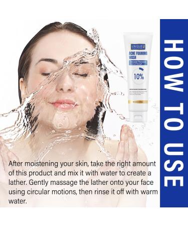 Acne Foaming Face Wash - 10% Benzoyl Peroxide Antibacterial Cleanser for Acne & Oily Skin - Deep Pore Cleansing - 5.5 oz - Buy Online on GoSupps.com