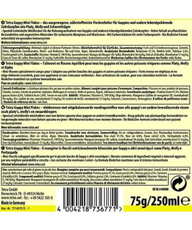 Tetra Guppy Mini Flakes Fish Feed - Nutrient-Rich Flake Food for Guppies 250ml (75g) - Balanced Diet for Healthy Fish - Buy Online on GoSupps.com