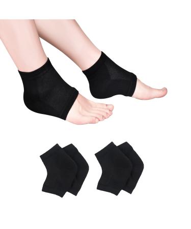 Moisturizing Socks, Moisturizing/Gel Heel Socks for Dry Cracked Heels, Ventilate Gel Spa Socks to Heal and Treat Dry, Gel Lining Infused with Vitamins Black-2 Pairs