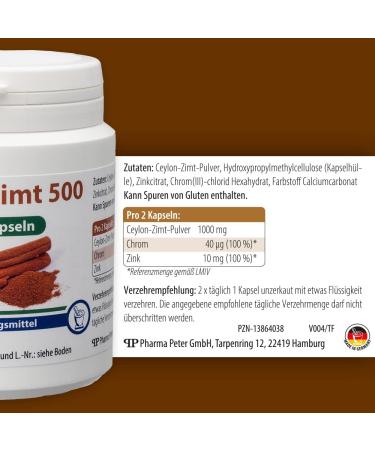 Buy Pharma-Peter CEYLON-Cinnamon 500 Active Capsules | 120 Capsules for Optimal Health | Fast International Shipping - Buy Online on GoSupps.com