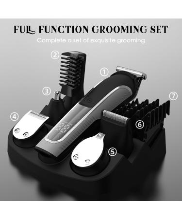 Layhou 6-in-1 Men's Hair Clipper Set Hair Trimmer Beard Shaver Engraving Head Electric Body Nose Hair Trimmer Haircut Kit with Limit Combs IPX7 Fully Washable USB Rechargeable with LCD Display - Buy Online on GoSupps.com