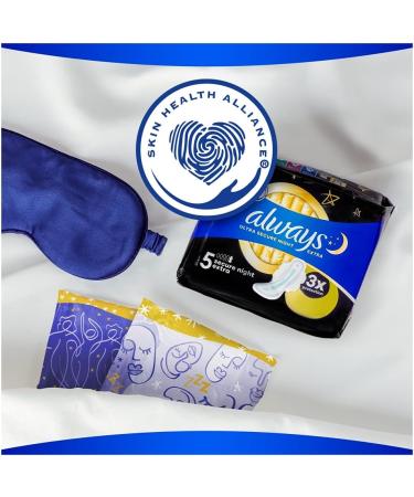 Always 8X Ultra Sanitary Pads Secure Night Extra Size 5 with Wings - 8 Count Pack - Ultimate Protection for Overnight Comfort - Buy Online on GoSupps.com
