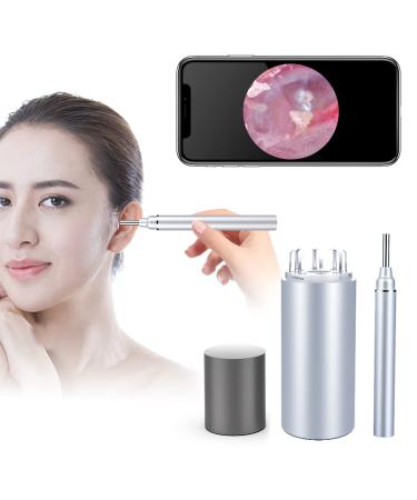 WiFi Otoscope Ear Wax Removal Kit-OVIFM 3.9mm Upgraded Ear Camera 1080P HD Wireless Ear Cleaner with 6 LED Lights Ear Wax Removal Tool with Storage Box Phone Holder for iPhone Android and iPad Silver&black