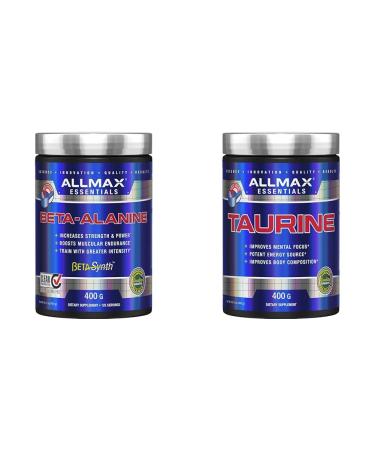ALLMAX Nutrition - 100% Pure Maximum Strength + Absorption - Beta Alanine - 400 Gram & Nutrition 100% pharmaceutical grade maximum strength + absorption Taurine 400g