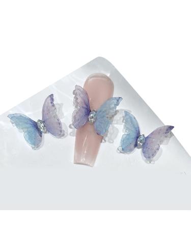 3PCS Elegant 3D Butterfly Nail Nails Art Decoration DIY Manicure Metal Embellishments for Nails & Silver Nail H1456