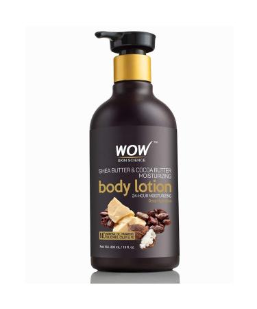 Wow Skin Science Shea & Cocoa Butter Moisturizing Body Lotion - Daily Skin Moisture For Men and Women - Intense Hydration For Dry Skin - With Aloe Vera, Sweet Almond & Moroccan Argan Oil - 300ml