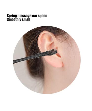 Ear Wax Removal Set - Durable & Rust Proof Spiral Ear Spoon | Easy & Convenient Cleaning Tool for Ear Canal Dirt - Black - Buy Online on GoSupps.com