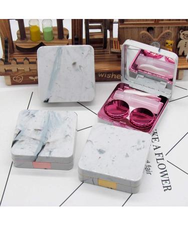 1 Pc Marble Contact Lens Case Travel Contact Lens Case Mini Box Beauty Box Companion Box Portable Invisible Mirror Box(Marble Series Rose Gold) - Buy Online on GoSupps.com