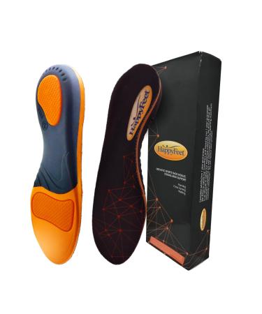 Happy Feet Arch Support Insoles - Shock Absorbing Orthotics - Anti-Fatigue High Arch Insoles - Plantar Fasciitis Relief Insoles for Men Women Trim to Fit
