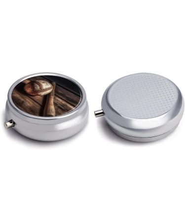 Round Baseball Pill Box - 3 Compartment Decorative Metal Organizer | Portable Pocket Pill Case - Ideal for Medicine Storage - Buy Online on GoSupps.com