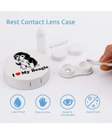 I Love My Beagle Round Case For Contact Lens Kit Storage Box with Mirror Printed - Buy Online on GoSupps.com