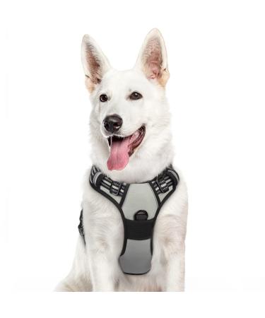 Eagloo dog harness Large dogs anti -train dog harness with reflex strips and control adjustable and adjustable dish Dog large chest harness for Labrador gray XL XL (1 Pack) gray