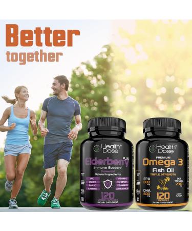 Health Dose Elderberry Plus Capsules Immune Support Supplement with Vitamins C D3 Zinc Selenium & 11 Ingredients for Year-Round Wellness 120 Veggie Capsules 2-Month Supply - Buy Online on GoSupps.com