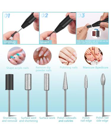 Professional Electric Nail Drill 20000 RPM Efile Manicure Grinder with Bits and Sanding Bands (Grey) - Buy Online on GoSupps.com