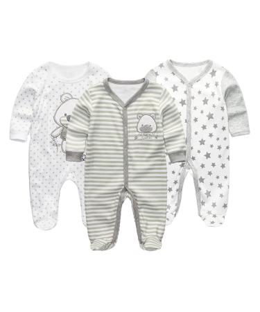 MAMIMAKA Baby Clothes Newborn Baby Grow Onesies Cotton Footed Pajamas for Boys and Girls 0-18 Months 3-6 Months Long Sleeve Color6