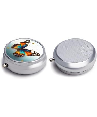 Portable 3 Compartment Pill Box - Butterfly Print Travel Organizer for Purse & Pocket | Small Medicine Case - Buy Online on GoSupps.com