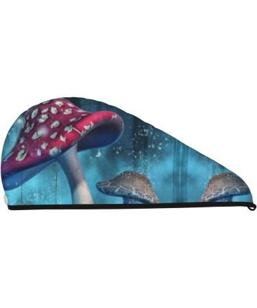 Fantasy Mushrooms Microfiber Hair Towel | Super Absorbent Coral Velvet Wrap for Long Curly & Thick Hair - Buy Online on GoSupps.com
