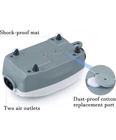 Hitop Dual Outlet Aquarium Air Pump - Whisper Quiet Oxygen Pump for 20-100 Gallon Fish Tanks - Buy Online on GoSupps.com
