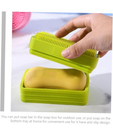 Green Healeved Box Soap Dish with Scalp Massagers, Loofah, and Silicone Shower Accessories - Buy Online on GoSupps.com