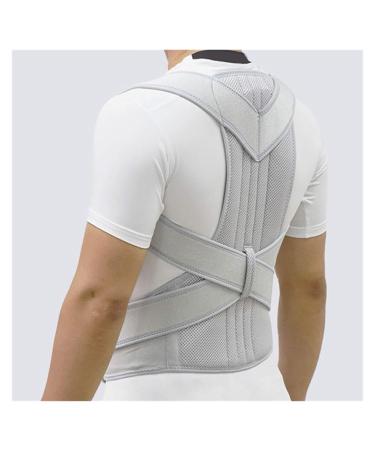 Adjustable Back Posture Corrector Brace Support Belt Spine Back Shoulder Lumbar Posture Correction and Men Gray Small