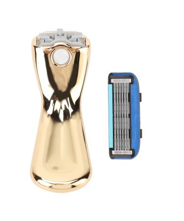 Sluff's safety razor for men single blade razors for men manual razor with six blades waterproof precise portable removable quick cut razor (gold)