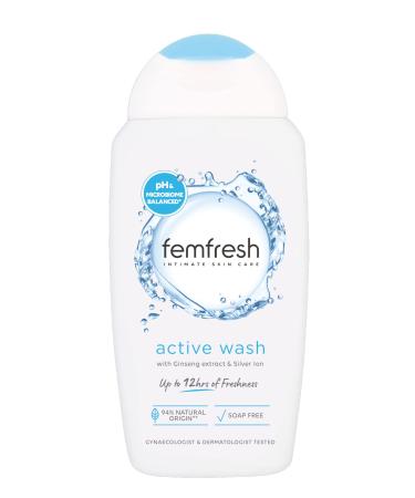 Femfresh Ultimate Care Active Vaginal Wash - Intimate Feminine Hygiene Shower & Bath Gel Cleanser - pH Balanced Soap Free Fragrance Free Gel Formula with 12-hour Sweat Protection - 250ml 250 ml (Pack of 1)