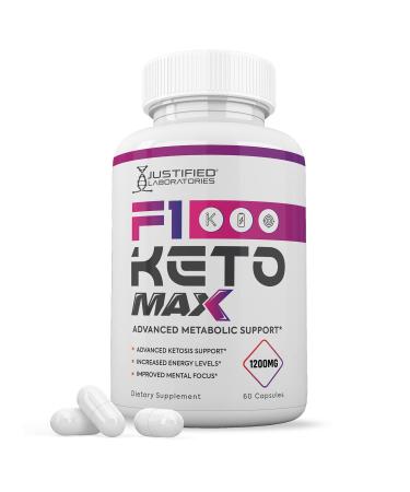 F1 Keto Max 1200MG Pills Includes Apple Cider Vinegar goBHB Strong Exogenous Ketones Advanced Ketogenic Supplement Ketosis Support for Men Women 60 Capsules 60 Count (Pack of 1)