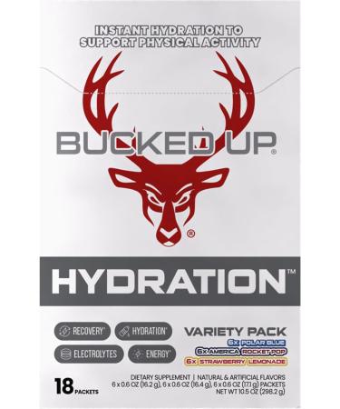 Bucked Up Hydration - Variety Pack | Electrolyte and Hydration Powder Drink Mix | 18 Packs (18 Servings) - Buy Online on GoSupps.com