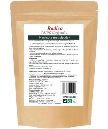 Radico Manjishtha Powder 100g - Organic Vegan Hair Color Dye - Buy Online on GoSupps.com