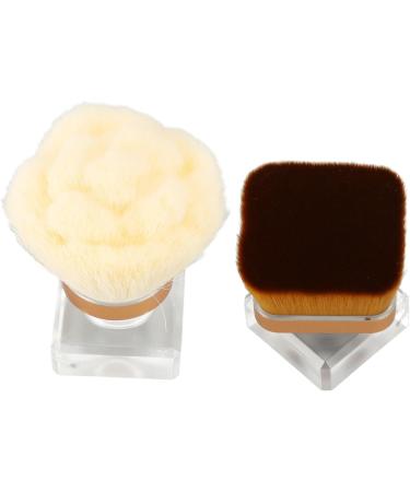 Makeup Foundation Brush Synthetic 2pcs Strong Grasping Power Transparent Base Loose Powder Foundation Brush for Home - Buy Online on GoSupps.com
